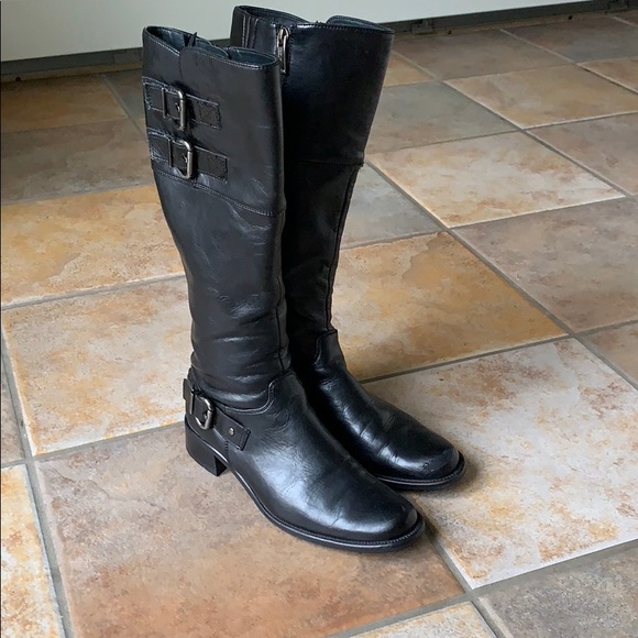tall black leather boots